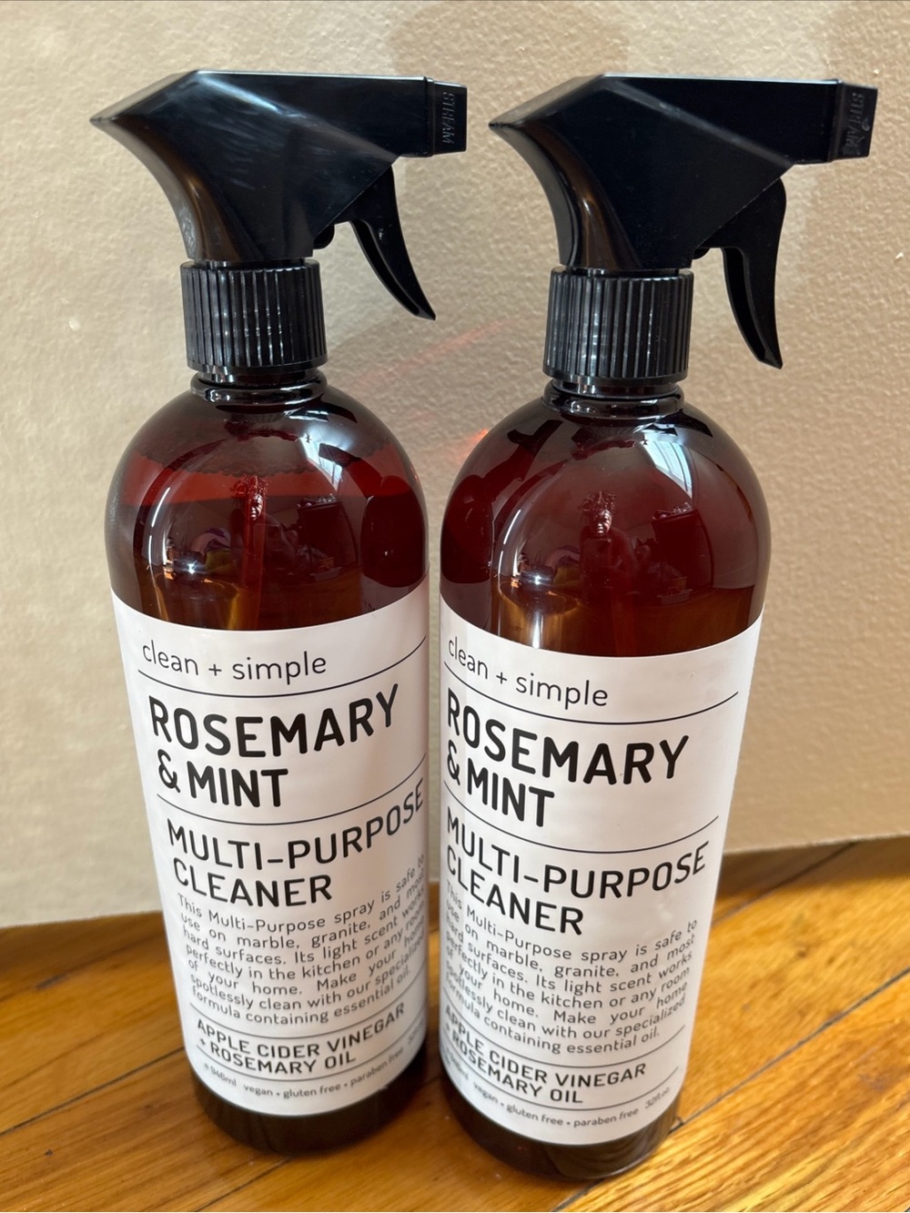 Clean + Simple Rosemary & Mint Multi-Purpose Cleaner—Amber Bottle, 32 fl 2-Pack